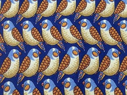 LANCEL Paris Silk Tie - Blue Bird with Gold & Copper Pattern 27