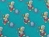 JEAN LOUIS SCHERRER Paris Silk Tie - Blue-Green with Bear Sailor Pattern 40