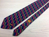 Designer Tie Dunhill Hockey Stick in Burgundy & Blue Boxes Silk Men NeckTie 30