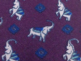 THAI Handmade  Silk Tie - Purple with Elephant Pattern  35