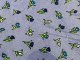 ENRICO COVERI Italian Silk Tie - Soft Blue with Green Flower Design 33