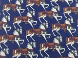 RIAN RUCCI Italian Silk Tie - Nacy with Tan & Brown Prancing Horses Pattern 38