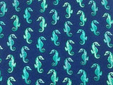 Animal Tie Sea Horse Green Andrew on Blue Silk Men NeckTie 30