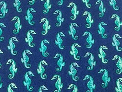 Animal Tie Sea Horse Green Andrew on Blue Silk Men NeckTie 30