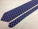 Designer Tie Burberrys Red & Blue Perpetual Pattern on Blue Silk Men Necktie 32