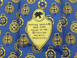 Designer Tie Hunting World Golden Medals on Cerulean Blue Silk Men Necktie 47
