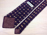 Animal TIE Embroidered Elephant Purple Brown Made in Thailand Silk Necktie 5