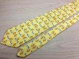 Novelty Tie Lancel Paris Maple Leaf & Blue Flower on Yellow Silk Men Necktie 45