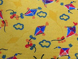 Novelty Tie Wind Kite Floral on Yellow Silk Men Necktie 50