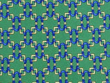 Geometric TIE Blue Chain Link on Green BEAUFORT Made in Italy Silk Necktie 5
