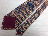 VITO RUFOLO Italian Silk Tie - Navy Blue with Gold and Red Flower Pattern 33