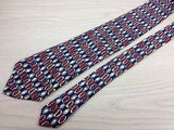 Designer Tie Cerrutti 1881 Oval Design on Red-Blue Stripes Silk Men Necktie 47