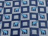 Animal Tie Rafi Ruben Blue Elephants On Check Blue Silk Men Necktie 29