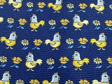 Animal Tie Frey Como Chicks With Flowers On Dark Blue Silk Men Necktie 29