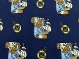 Novelty Tie Thomas Cooper Pirate ship and map On Dark Blue Silk Men Necktie 29