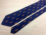 Designer Tie Gian Franco Ferre Golden Pattern on Blue Silk Men Necktie 45