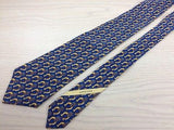 JAEGER of London Silk Tie - Blue with Gold with Horseshoe Buckle Pattern 41