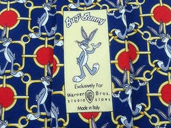 Animal Tie Warner Bros. Bugs Bunny on Blue Silk Men Necktie 32
