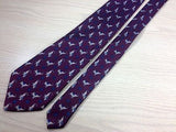 THAI Handmade  Silk Tie - Purple with Elephant Pattern  35