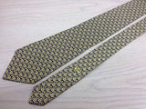 Designer Tie Celine Paris Golden Chain on Blue Chequered Silk Men Necktie 45