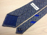 Designer Tie Pierre Balmain Blue Flowers On Dark Grey Silk Men Necktie 43