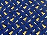 Animal Tie Giofer White & Yellow Dove on Blue Silk Men NeckTie 30