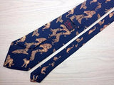 Animal Print TIE  Big Lion on Navy Blue  Silk Men Necktie 10