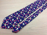 Novelty Tie Akanso Laporta Penguin with Gifts on Blue Silk Men NeckTie 30
