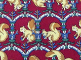 Animal Tie Squirrels With Nuts On Dark Red Silk Men Necktie 42