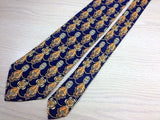 MCM Silk Tie - Navy with Copper Design Pattern   35