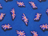 Designer Tie Fox & Chave England Flag on Blue Silk Men NeckTie 49