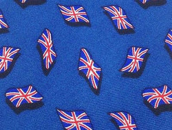 Designer Tie Fox & Chave England Flag on Blue Silk Men NeckTie 49