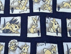 MEN'S Tie - Navy with Charming Pastel Yellow Bunny Pattern  34
