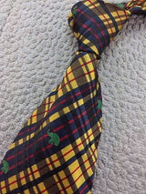 TERRIFIC Elephant Animal Plaid Tartan Tie Made Italy100% Silk men necktie