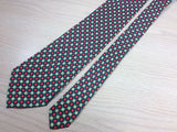 Gentleman's Silk Tie - Green with Red & Navy Star Flower Pattern  35