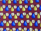 Fruit TIE Pear on Pale Fushia Reddish Novelty Theme Repeat Silk Necktie 2