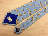 Designer Tie Dunhill White Sunflower on Fade Denim Blue Silk Men Necktie 47