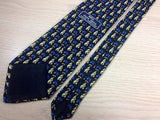 ITALIAN Silk Tie - Black with Gold & Blue Neckwear Pattern 35