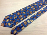 Designer Tie Dunhill Box & Lantern on Blue Silk Men NeckTie 30