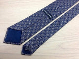 Designer Tie Charles Jourdan Repeated Pattern on Blue Silk Men NeckTie 44
