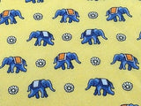 Animal Tie Blue Elephant with Flowers on Yellow Silk Men NeckTie 46