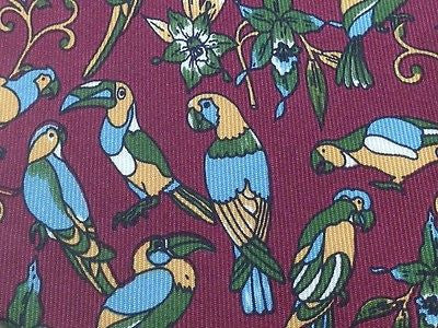 SPIGA UOMO Silk Tie - Maroon with Exotic Birds Pattern 40