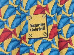 Nazareno Gabrielli TIE - Fish Water Animal Novelty Repeat Theme Silk Necktie 20