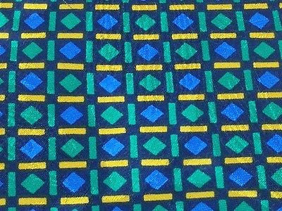 Designer Tie Carnaval De Venise Green & Yellow Lines on Blue Silk Men NeckTie 49