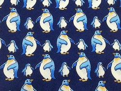 BEAUFORT Italian Silk Tie - Navy with Penguin Design Pattern 27