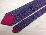 Designer Tie Lanvin Shads of Blue Pattern on Mullberry Red Silk Men Necktie 32