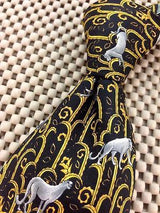 Panther Wild Cat Goldenrod Black TIE Animal Repeat Novelty Silk Men Necktie 17