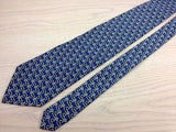 Designer Tie Stella Belt & Buckles on Navy Blue Silk Men Necktie 32