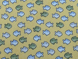 BEAUFORT Italian Silk Tie - Yellow with Tiny Fish Pattern 39