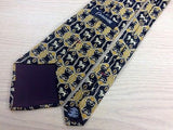 EUROSILK Italian Silk Tie - Black with Gold Regal Lions Pattern 27